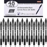 48 Pack(20 Pens with 28 Refills) Retractable Medium Point Rollerball Gel Ink Pens .
