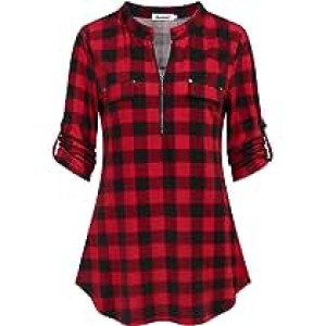 Women's 3/4 Sleeve Plaid Shirts