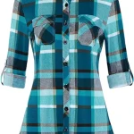 Womens Soft Stretchy Plaid Shirts