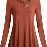 Women's Long Sleeve Cowl Neck[ brown]