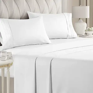 Comfy Breathable & Cooling Sheets - Hotel Luxury Bed Sheets for Women & Men - Deep Pockets, Easy-Fit, Extra Soft & Wrinkle Free Sheets -