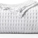 Cotton Waffle Blanket 300 GSM (White - 90x90 Inches) Soft Lightweight Breathable Bed Blanket Queen Size Layering Any Bed for All Season /