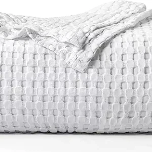 Cotton Waffle Blanket 300 GSM (White - 90x90 Inches) Soft Lightweight Breathable Bed Blanket Queen Size Layering Any Bed for All Season /
