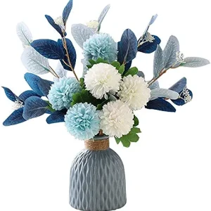 Artificial Flowers with Vase Faux Flower Arrangements for Home Office Farmhouse Bathroom Dining Table Centerpiece Decorations Coffee Table Decor