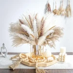 Natural Pampas Grass Mix Bouquet | Dried Pampas Bouquet for Wedding Boho Flowers Home Table Decor Desk Decor, Rustic Farmhouse Decor (70PCS)