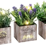 Kinkota Artificial Plants & Flowers with Nightlight, Potted Fake Plants for Home Decor Indoor