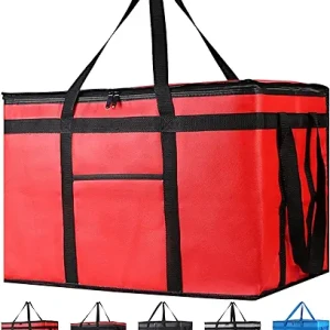 Insulated Food Delivery Bag For Pizza Delivery, Grocery- Cooler Bag, Red, XXX-Large, 1-Pack