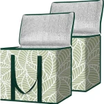 2Pk Insulated Reusable Grocery Bags, Collapsible Cooler Bag for Groceries, Heavy Duty Large Insulated Bag (16''x9''x13'', Antique Foliage)
