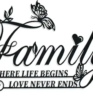 family Heavy-duty Iron Black Letters Quotes Sign Wall Sculptures Home Decor, Hanging Wall Art Decoration for Living Room Bedroom .