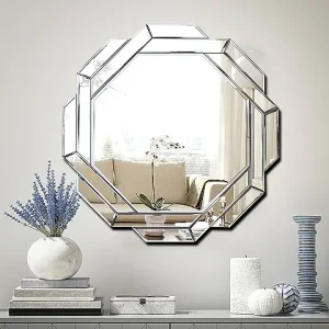 Hlartdecor Helicoid Frameless Beveled Decor Silver Polished Mirror for Wall Decorating(23.6X23.6inches).