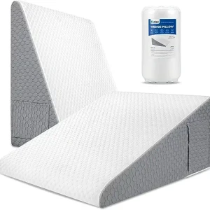 Wedge Pillows 12" Bed Wedge Pillow for Sleeping Acid Reflux After Surgery Triangle Pillow Wedge for Sleeping Gerd Snoring, Air Layer Wedge Cover.