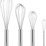 4 Pieces Stainless Steel Whisks Set Wire Whisk Balloon Whisk Egg Beater Kitchen Utensils for Stirring, Beating, Blending