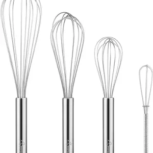 4 Pieces Stainless Steel Whisks Set Wire Whisk Balloon Whisk Egg Beater Kitchen Utensils for Stirring, Beating, Blending