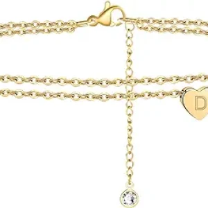 Heart Initial Ankle Bracelets for Women,girls.