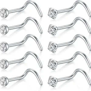 Nose Rings 10Pcs [ silver plated ]