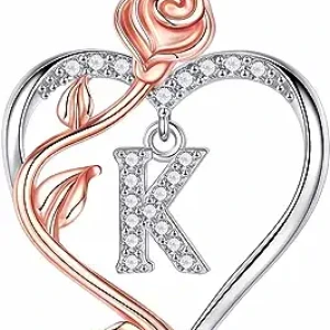 Silver Rose Love Heart necklace.