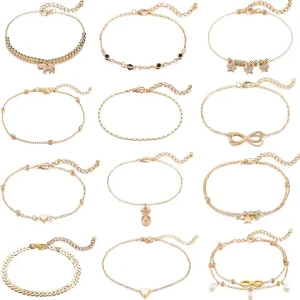 12pcs Women's Charm Anklet Set