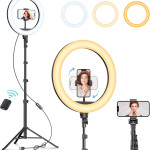 Selfie Ring Light with 63" Tripod Stand, Dimmable LED Ring Light with Phone Holder and Wireless Remote
