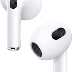 Apple AirPods (3rd Generation) Wireless Ear Buds, Bluetooth Headphones, Personalized Spatial Audio, Sweat and Water Resistant, Lightning Charging Case