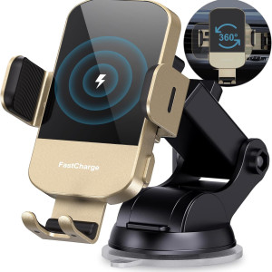 CHGeek Wireless Car Charger, 15W Fast Charging Auto Clamping Car Charger Phone Mount Phone Holder fit