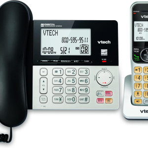 VTECH VG208 DECT 6.0 Corded/Cordless Phone for Home with Answering Machine, Call Blocking, Caller ID, Large Backlit Display, Duplex Speakerphone, Inte