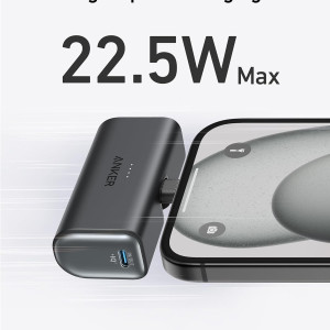 Anker Nano Power Bank with Built-in Foldable USB-C Connector, 5,000mAh Portable Charger 22.5W, for iPhone 15/15 Plus/15 Pro/15 Pro Max, Samsung S22/23