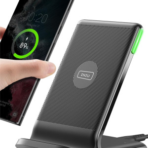 INIU Wireless Charger, 15W Fast Wireless Charging Station with Sleep-Friendly Adaptive Light Compatible with iPhone 15 14 13 12 Pro XR XS 8 Plus Samsu