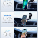 CHGeek Wireless Car Charger, 15W Fast Charging Auto Clamping Car Charger Phone Mount Phone Holder fit