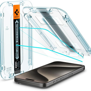 Spigen Tempered Glass Screen Protector [GlasTR EZ FIT] designed for iPhone 15 Pro Max [Case Friendly] - 2 Pack