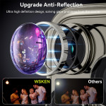 WSKEN for iPhone 15 Pro/iPhone 15 Pro Max Camera Lens Protector,[Keep Original Shooting] Shatterproof 9H Tempered Glass Camera Screen Protector Metal Ring Cover Film Accessories,Grey