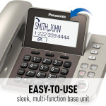 PANASONIC Corded / Cordless Phone System with Answering Machine and One Touch Call Blocking – 2 Handsets - KX-TGF352N (Champagne Gold)