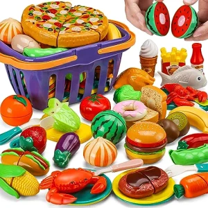 42 Items 87 Pcs Cutting Play Food toy