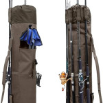 Allnice Durable Canvas Fishing Rod & Reel Organizer Bag Travel Carry Case Bag