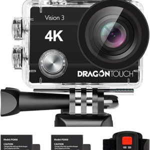 Dragon Touch 4K Action Camera 20MP Vision 3 Underwater Waterproof Camera Sports Cam