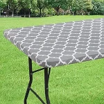 smiry Rectangle Tablecloth, Waterproof Elastic Fitted Table Covers for 6 Foot Tables